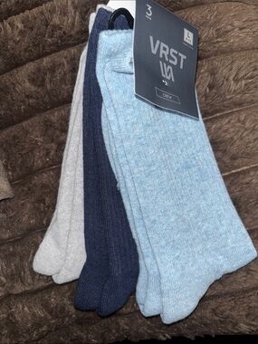 VRST 3-Pack Crew Socks in Light Blue, Navy, and Gray